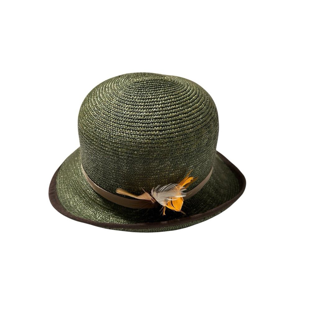 Goorin Bros Women's Hat Ms. Melissa Cloche Wheat Straw Hat Olive Green Rare HTF - Picture 2 of 13